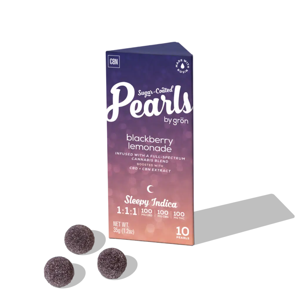 Photograph of product: Gron - 1:1:1 Blackberry Lemonade Oui'd Pearls - 10mg TH-oui:10mg CBD:10mg CBN - 10ct
