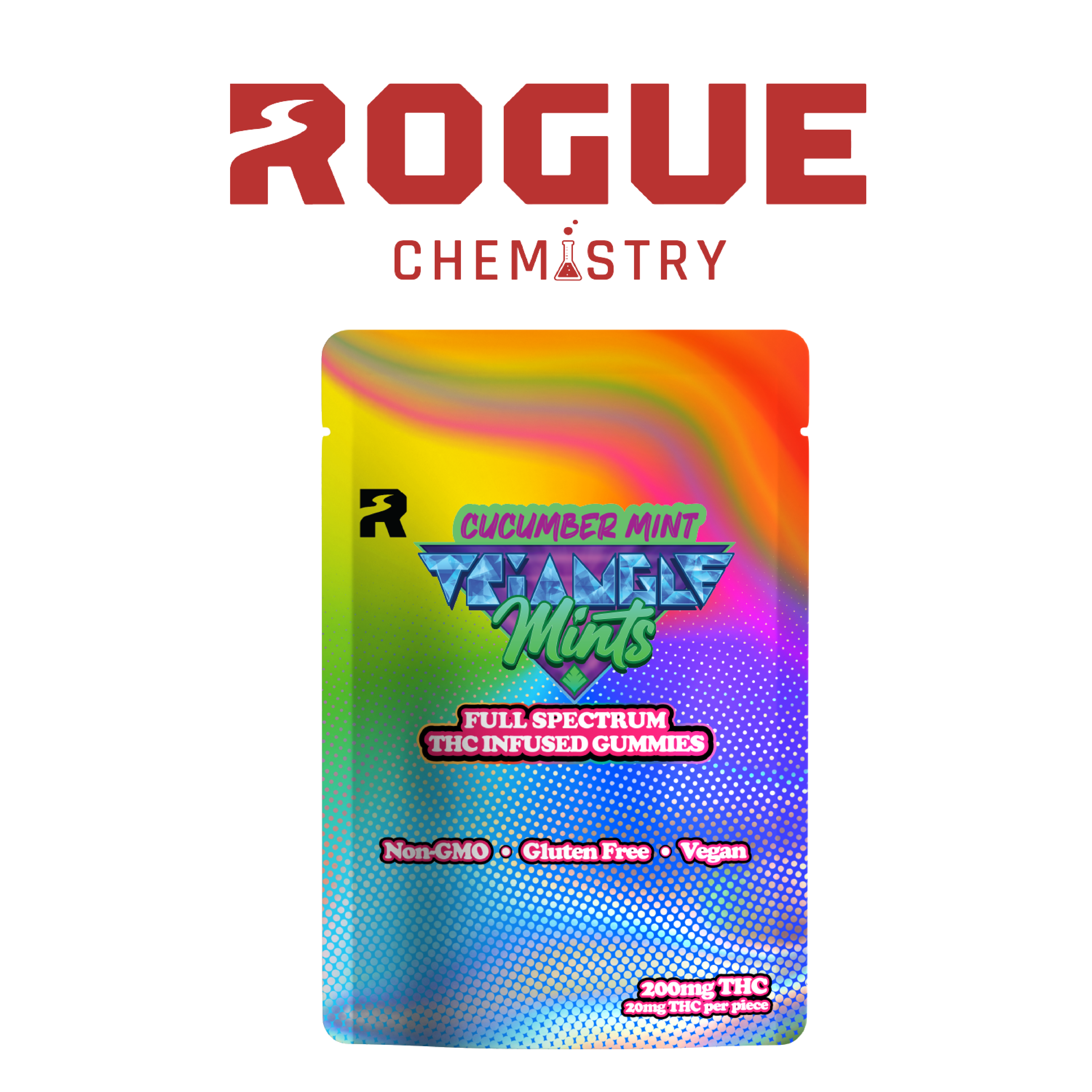 Photograph of product: 200mg Full Spectrum Cucumber Lime Triangle Mints Gummies (10x20MG)