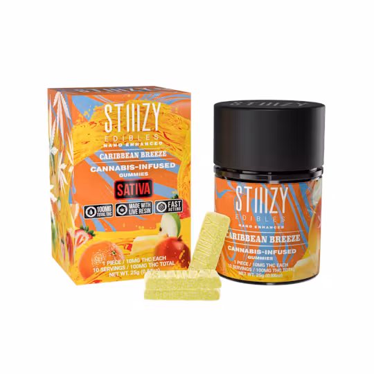 Photograph of product: Caribbean Breeze [S] | 100MG (10pk) Fast-Acting Gummies | STIIIZY