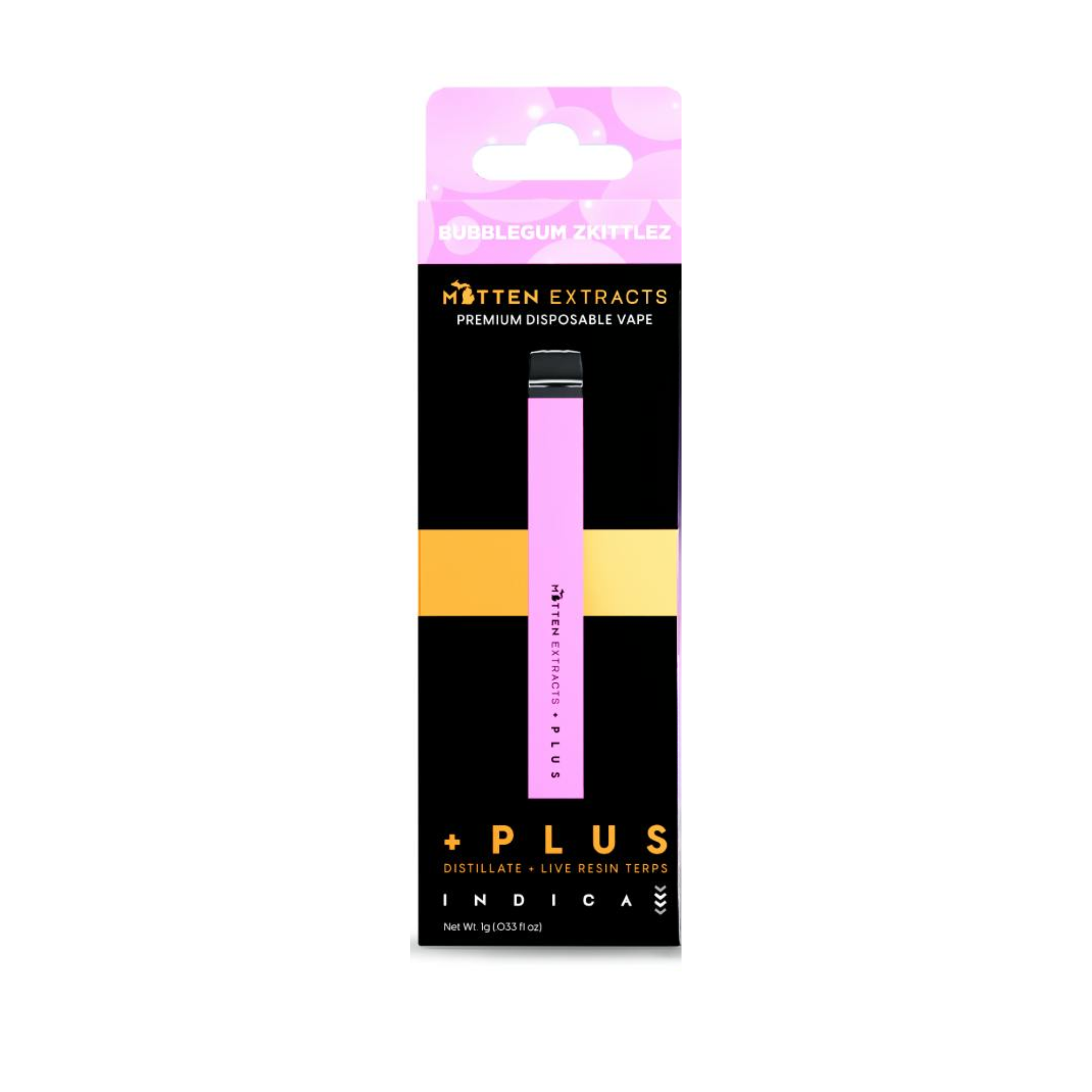 Photograph of product: Mitten Extracts 1g Disposable Bubblegum Zkittlez