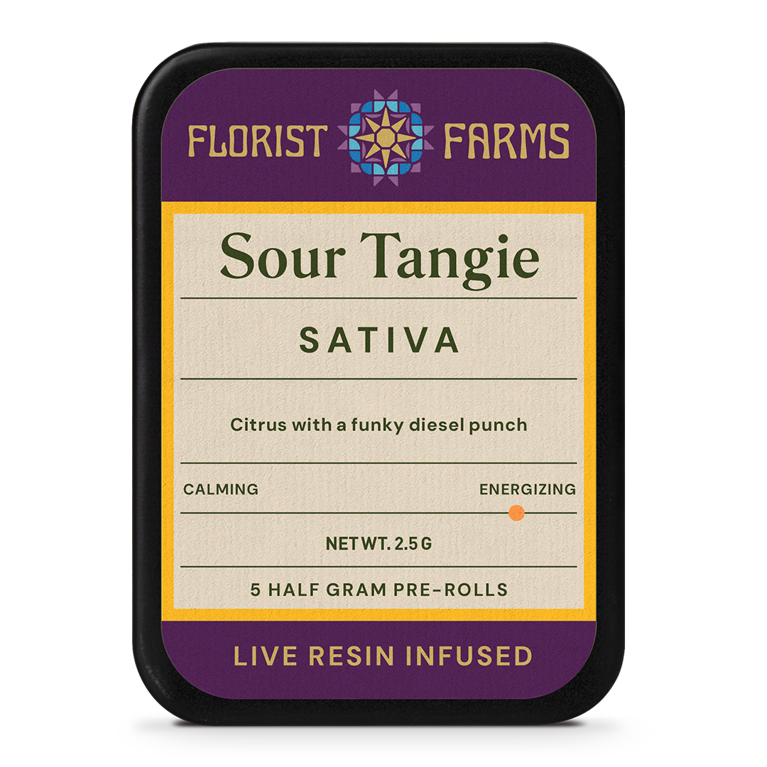 Photograph of product: Infused Live Resin Sour Tangie | 1/2 Gram Joints | 5pk
