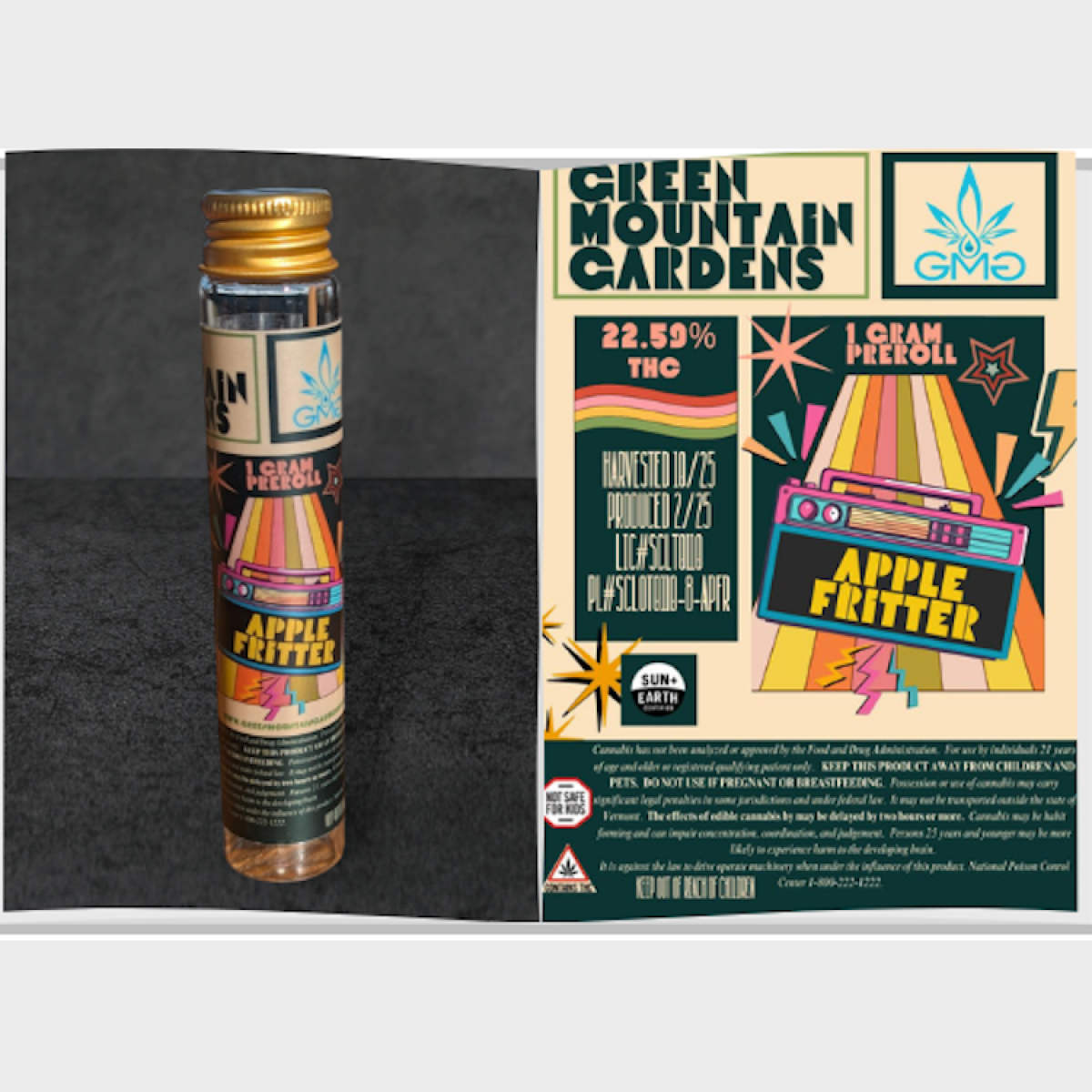 Photograph of product: Green Mountain Gardens | Apple Fritter | Pre-Roll