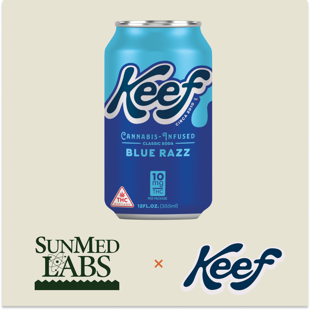 Photograph of product: Keef: Blue Razz 10mg Infused Soda (12 oz.)