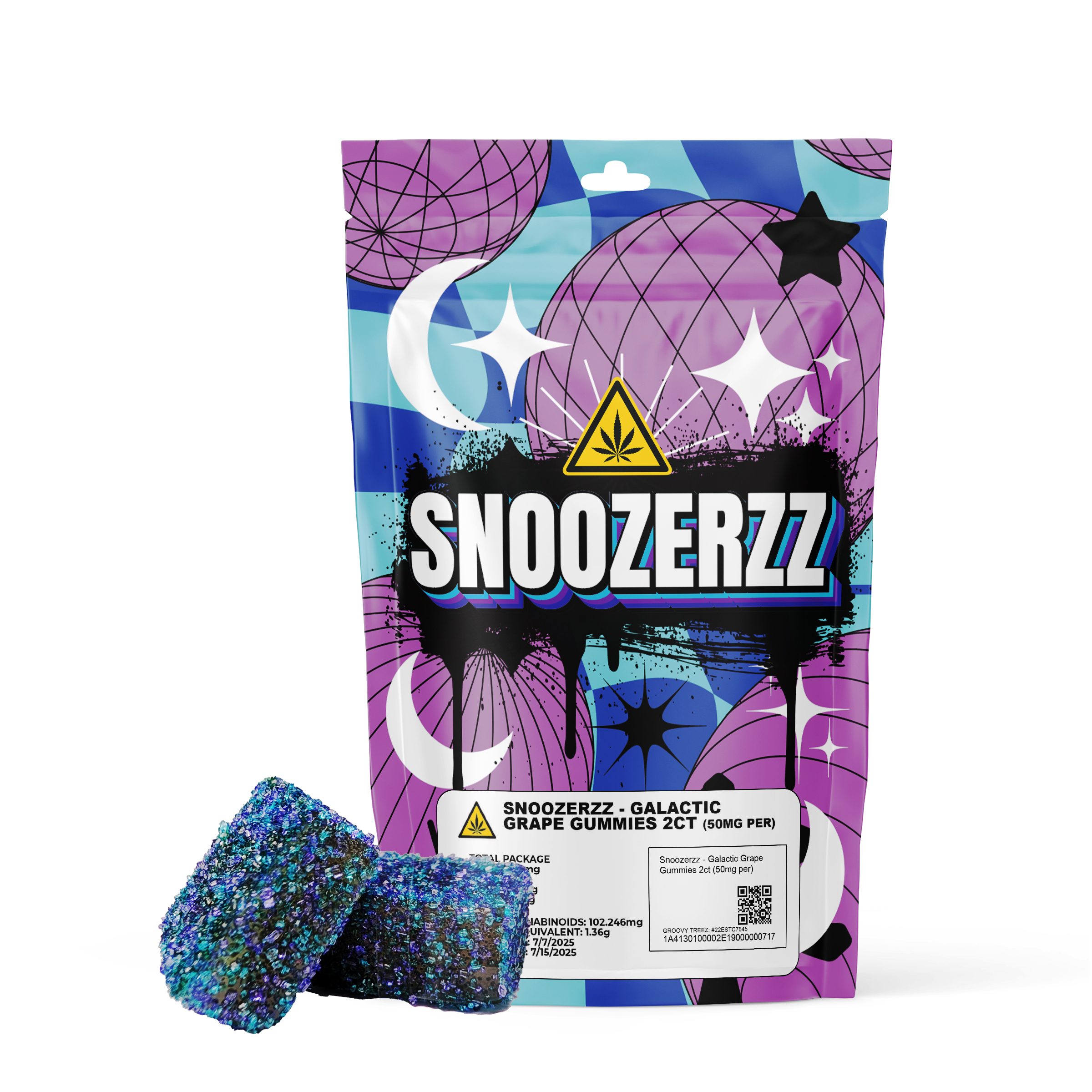 Photograph of product: Snoozerzz - Galactic Grape Gummies 2ct (50mg per)