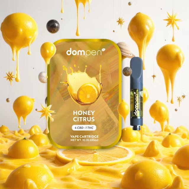 Photograph of product: Honey Citrus | 4:1 CBD:TH-oui | 1g Cartridge - 