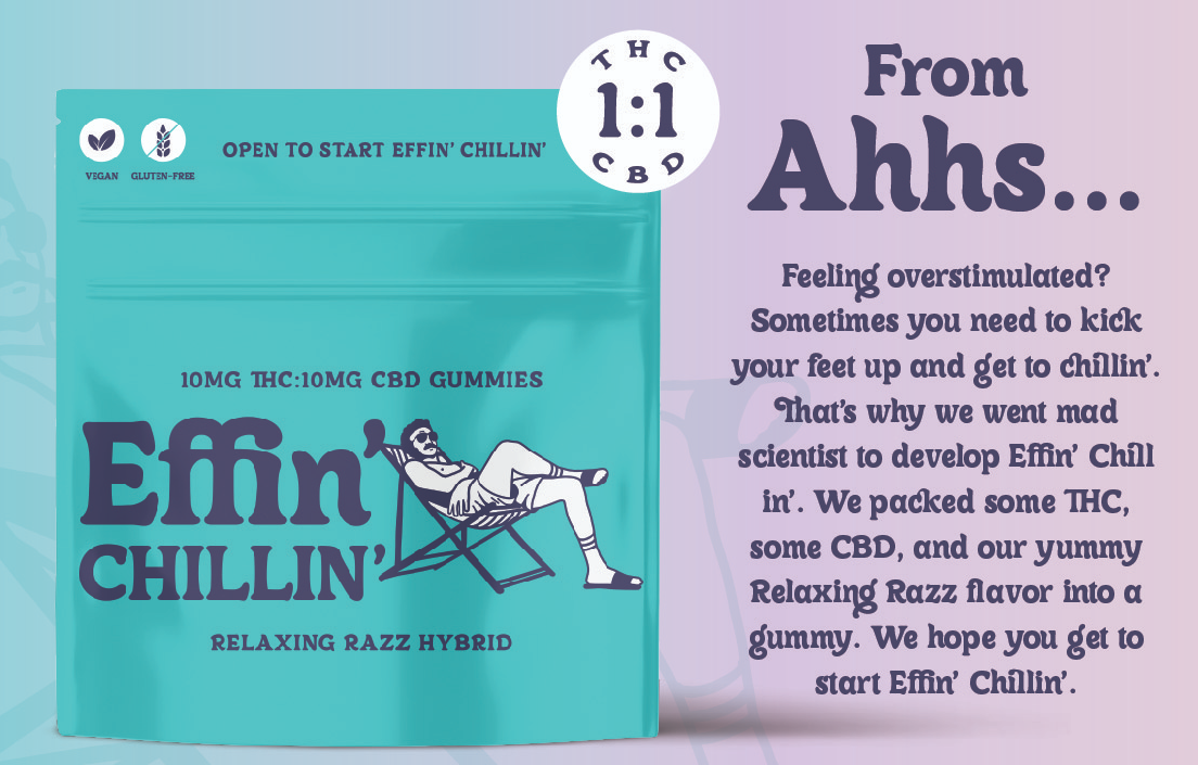 Photograph of product: Effin' Edibles Gummies 10pk/100mg- Relaxing Razz 1:1 (TH-oui:CBD)