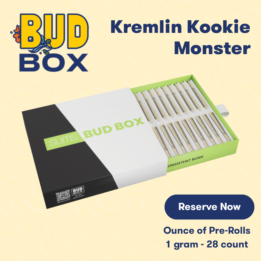 Photograph of product: BUD BOX RESERVATION | Kremlin Kookie Monster | 1g | 28pk Pre-Rolls | Slims