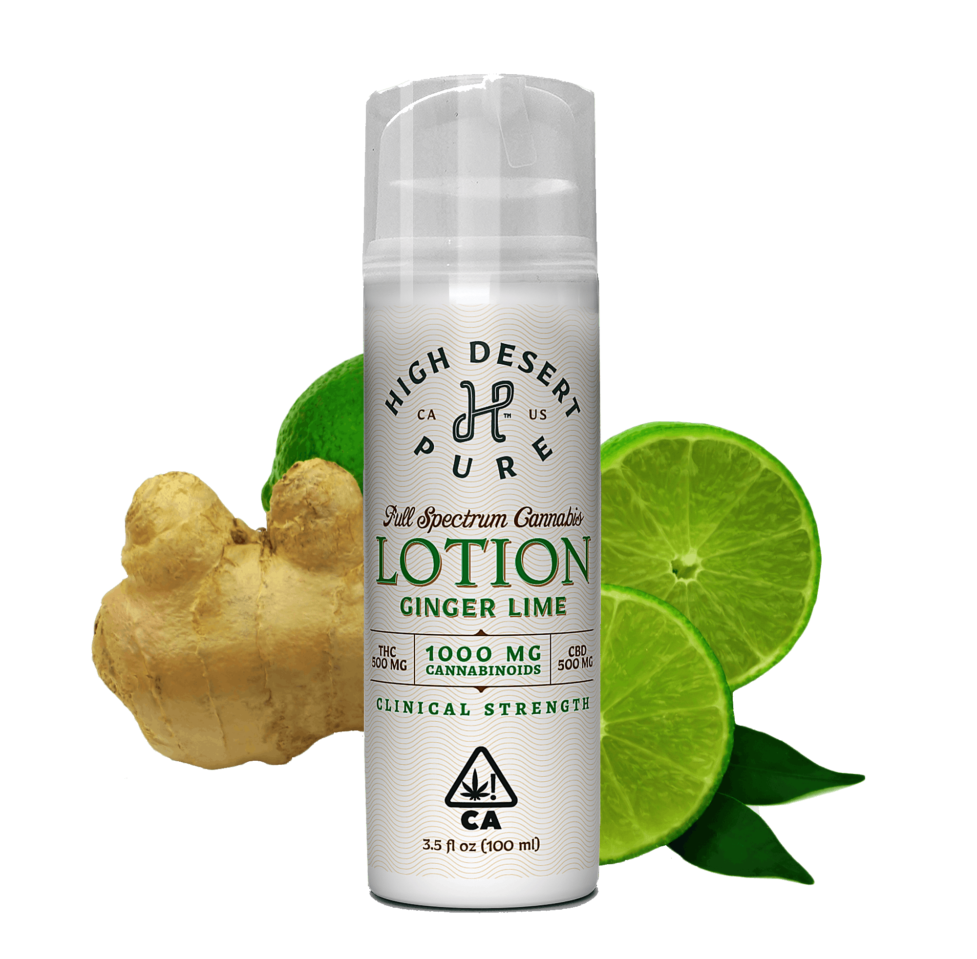 Photograph of product: High Desert Pure - Ginger Lime - Full Spectrum Clinical Strength Lotion - 3.5 fl oz