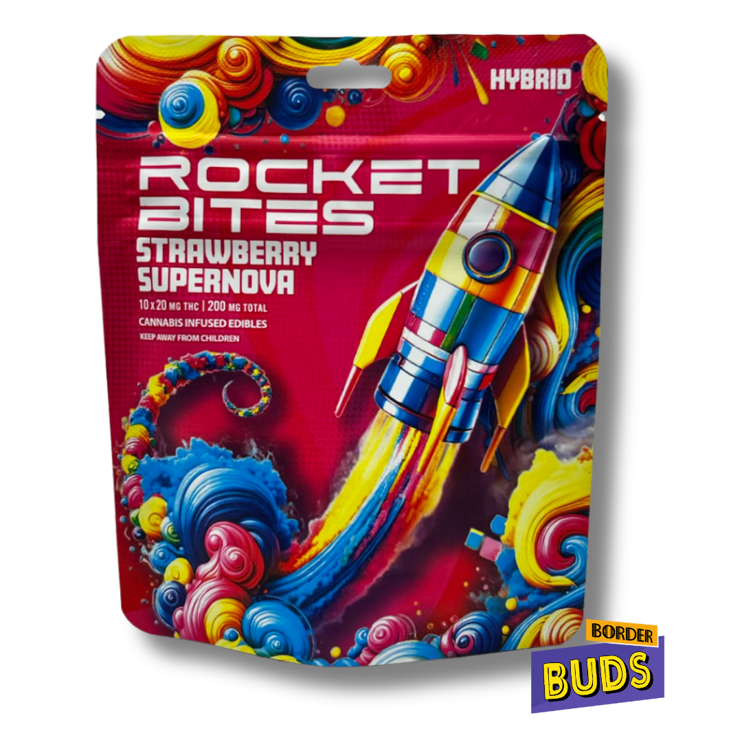 Photograph of product: Strawberry Supernova | Rocket Bites | 200mg | Gummies