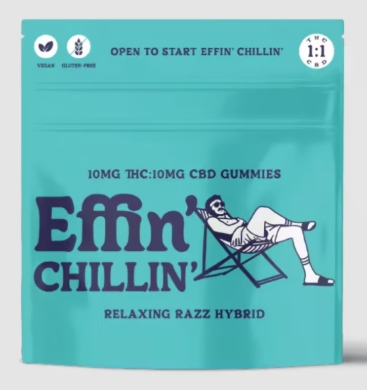 Photograph of product: AWH Effin' Chillin Gummies - Relaxing Razz 1:1 TH-oui:CBD 100mg