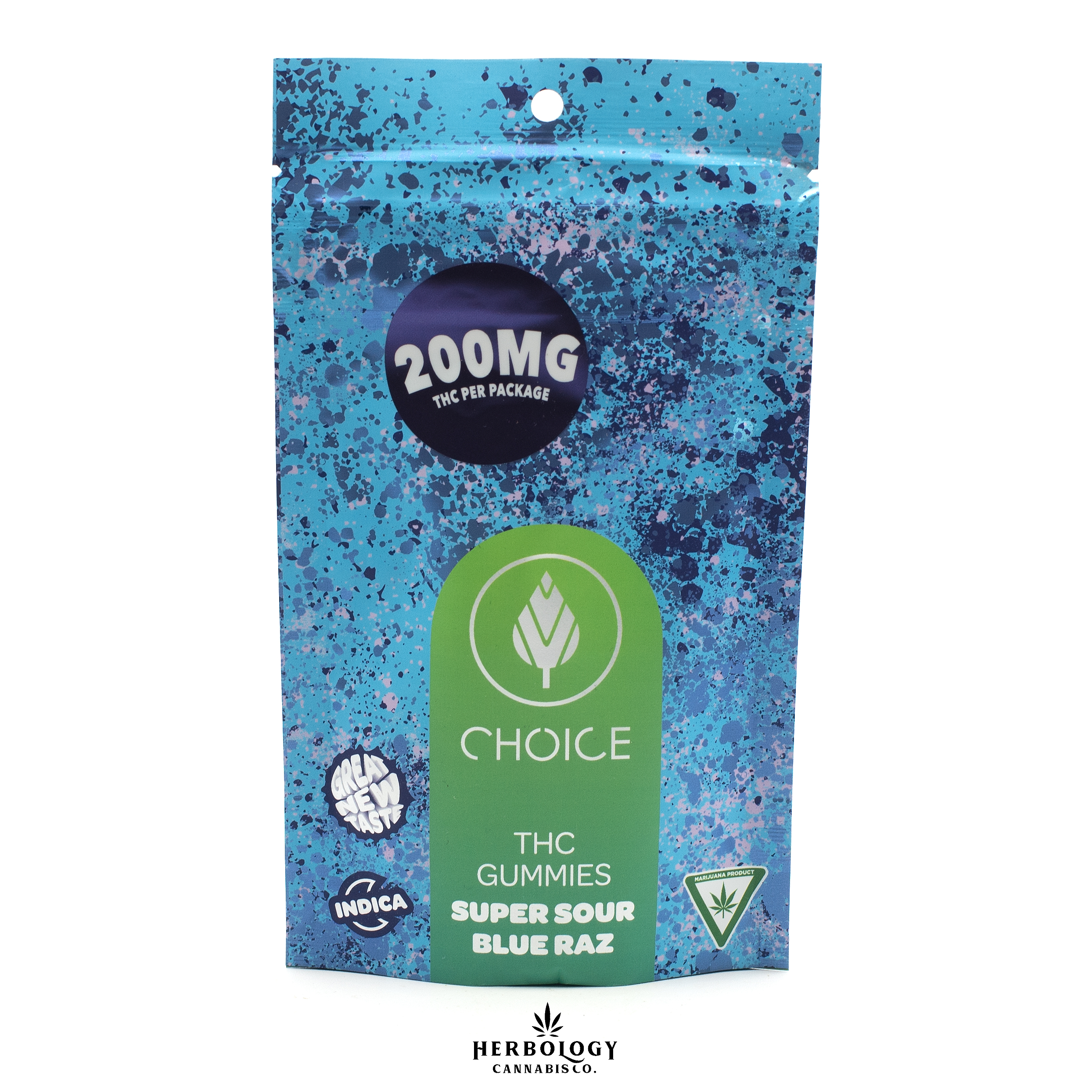 Photograph of product: Choice Chews | Gummy | Super Sour Blue Raz | 200mg