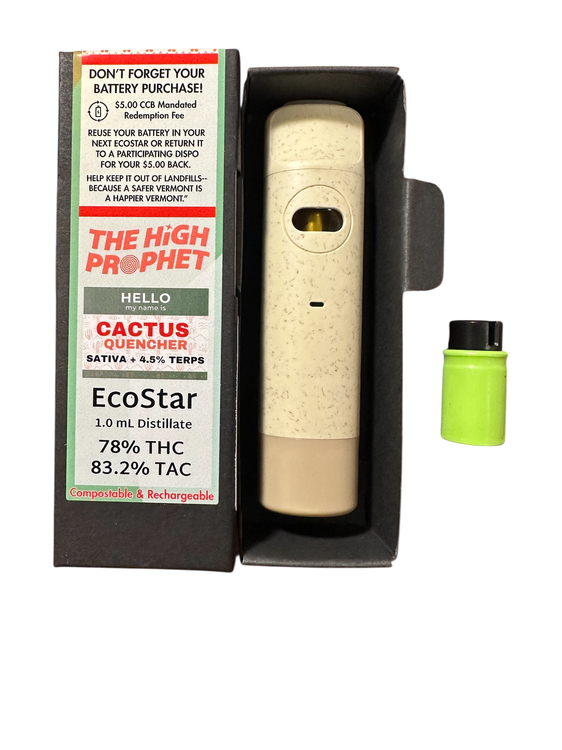 Photograph of product: Cactus Quencher | 'EcoStar' Compostable Vape