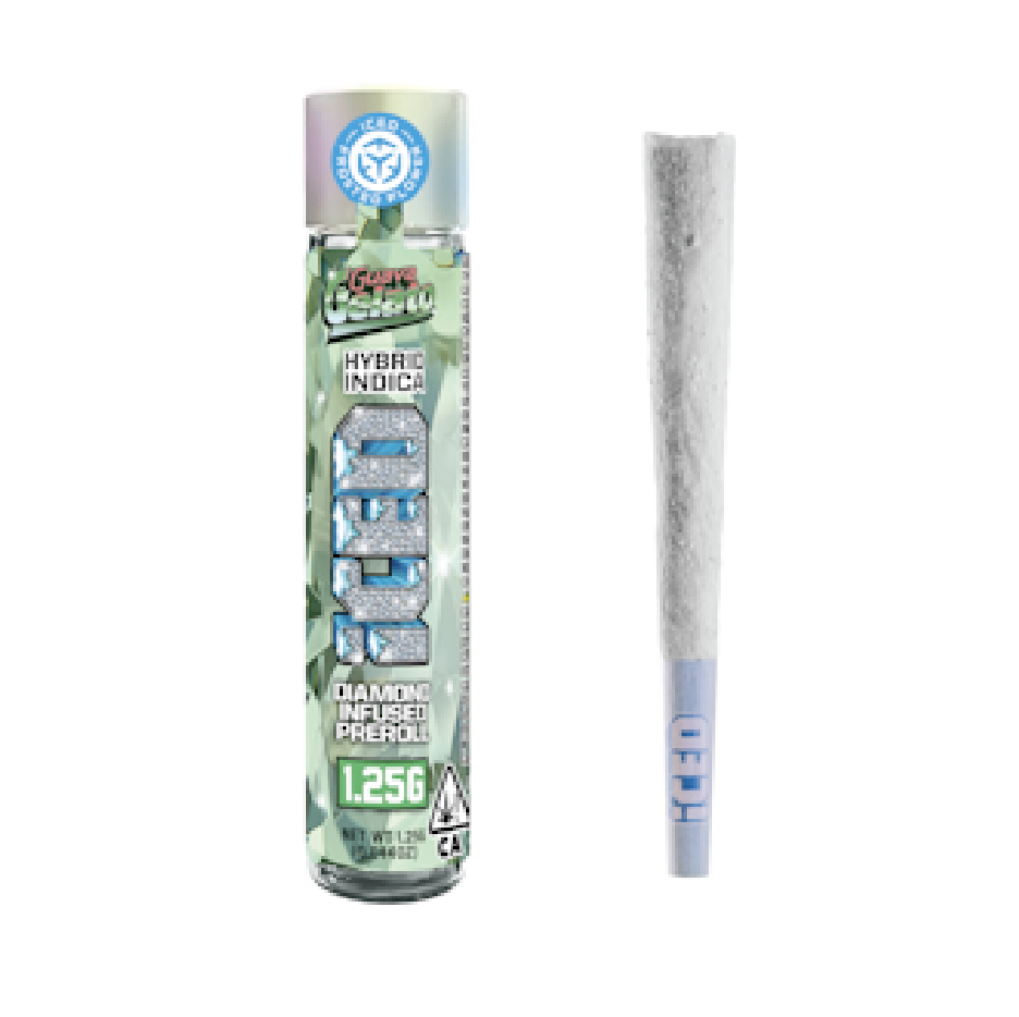 Photograph of product: 1.25g Guava Gelato (Oui'd Hybrid) Diamond Infused Pre-roll TH-oui:41% $20 or 2/$30