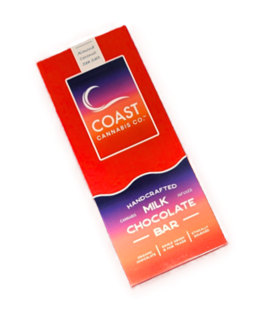 Photograph of product: Almond Coconut Sea Salt | 5mg Milk Chocolate Bar 20Pk | Coast