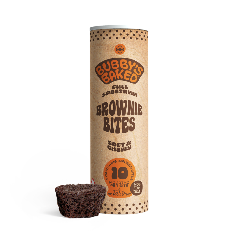 Photograph of product: Bubby's Baked Medicated Bites: Brownie Bites 10mg 5pack