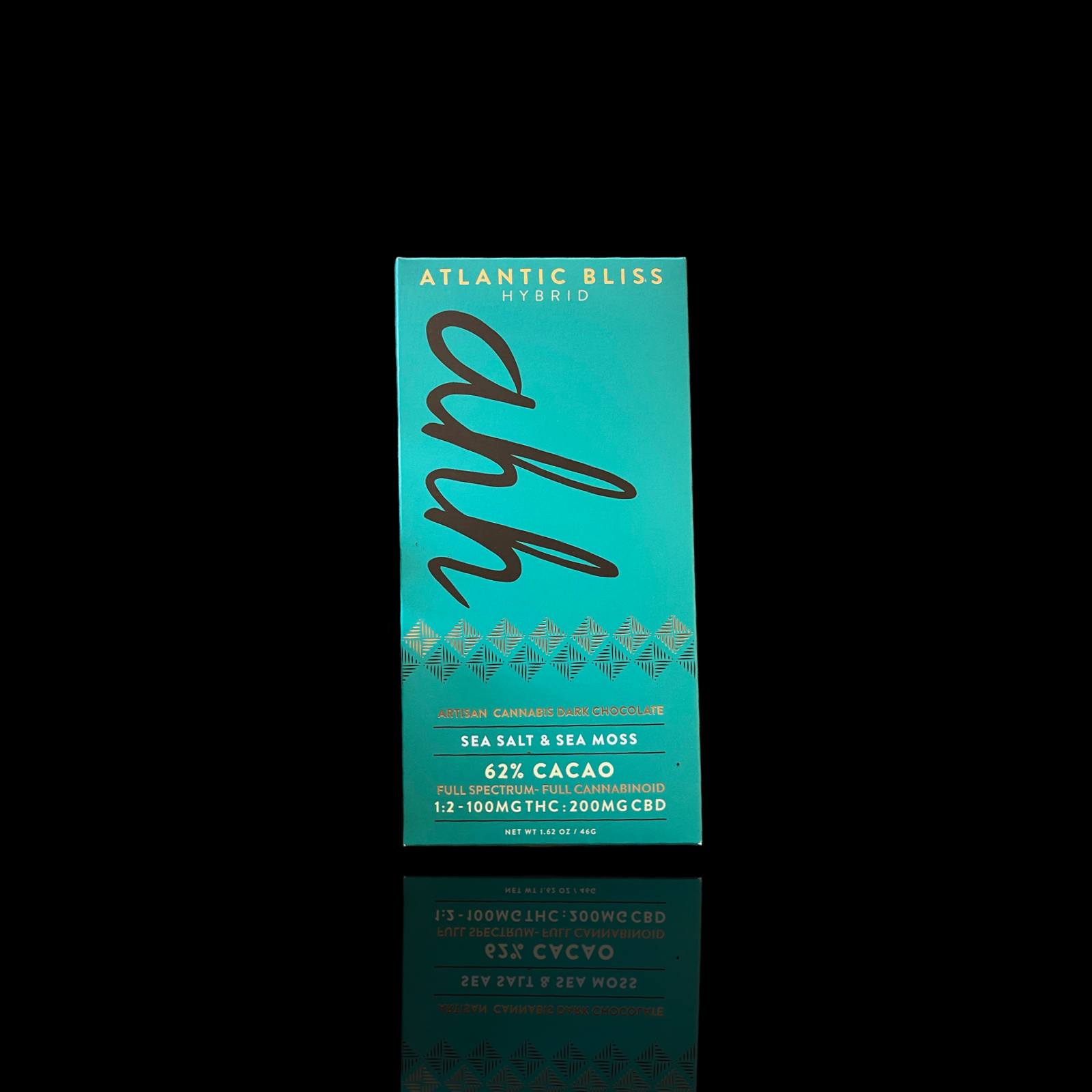 Photograph of product: Atlantic Bliss 2:1 CBD:TH-oui RSO Sea Salt Dark Chocolate Bar by Ahh