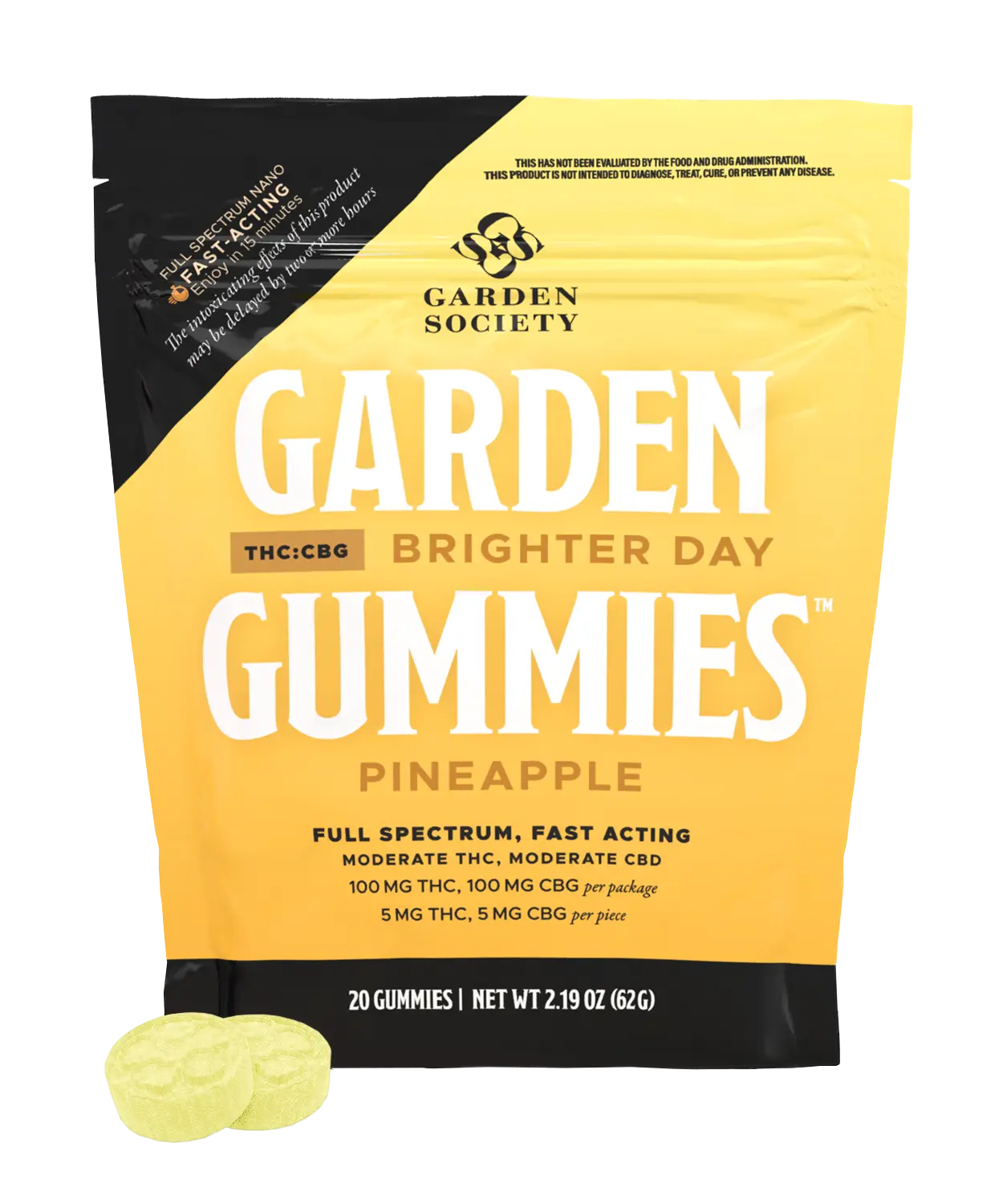 Photograph of product: Garden Society - Pineapple 1:1 TH-oui:CBG - 100mg 20pk