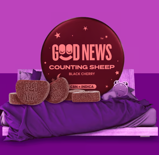 Photograph of product: Good News | Counting Sheep Black Cherry 2:1 TH-oui : CBN Gummies | 10pk 100mg
