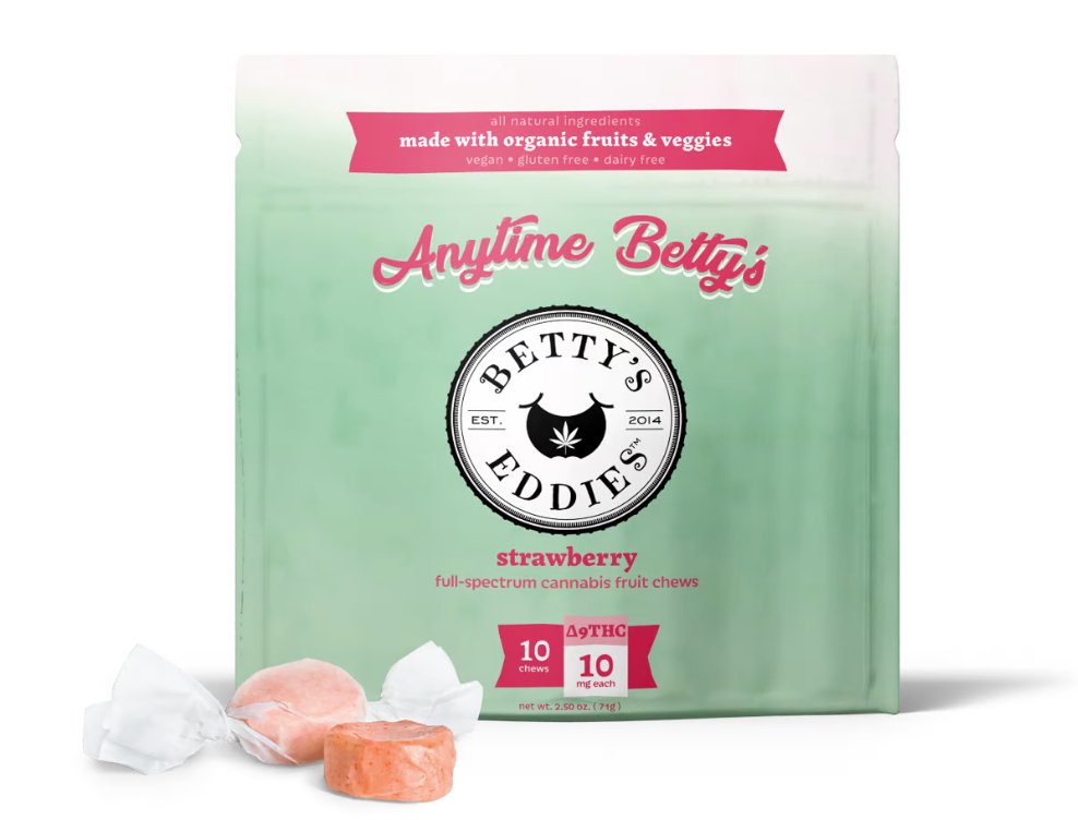 Photograph of product: Betty's Eddies | Chews | Anytime Betty's | Strawberry | 10 x 10mg