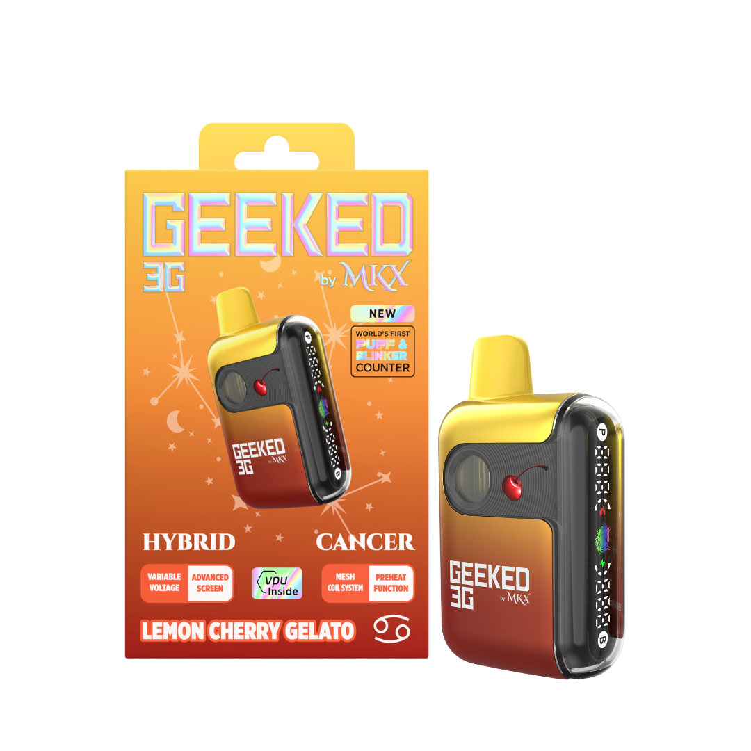 Photograph of product: GEEKED - MKX - LEMON CHERRY GELATO - DISPOSABLE VAPE - 3G