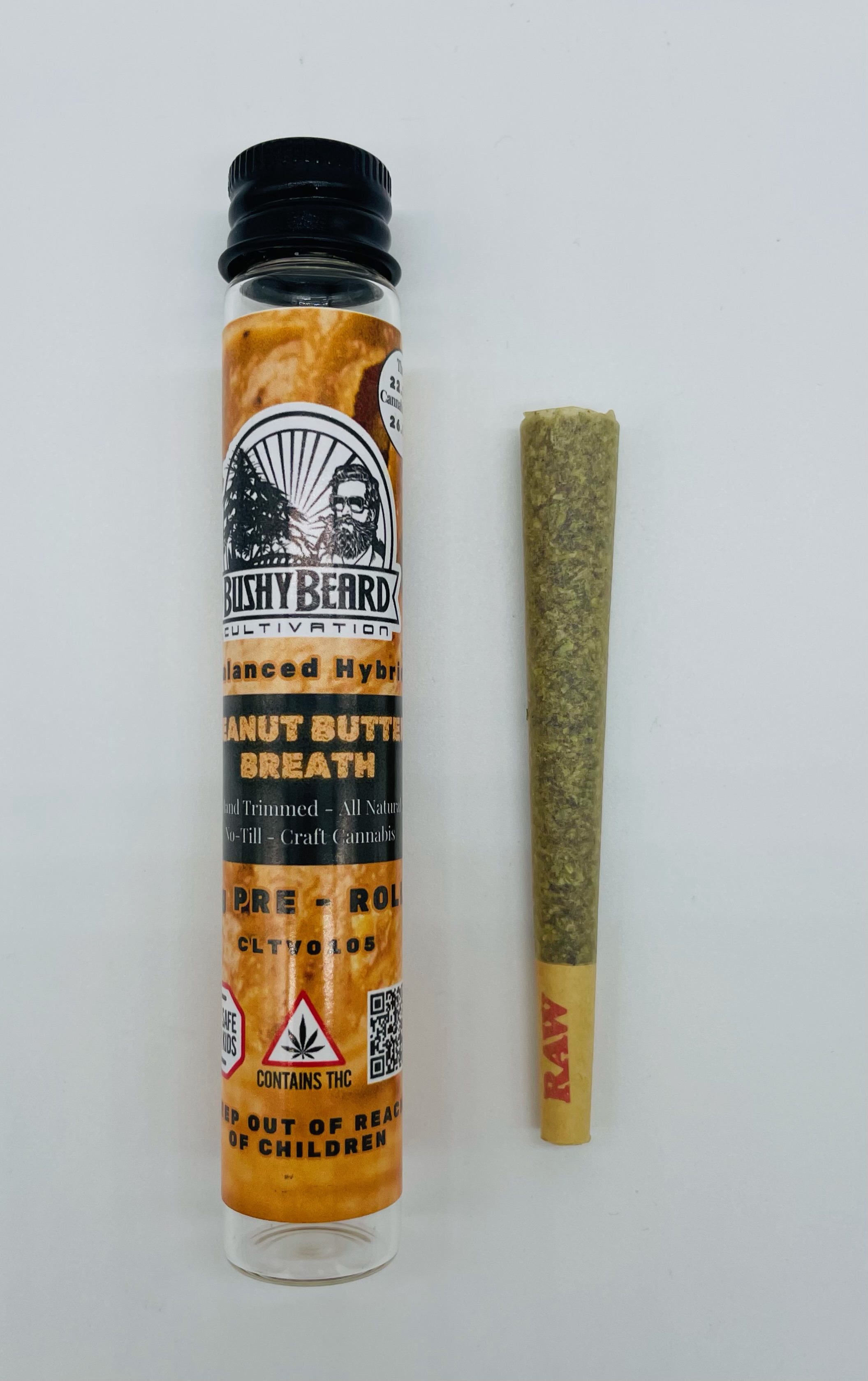 Photograph of product: Bushy Beard |  Peanut Butter Breath | Pre-Roll | 1g | 22.2% TH-oui