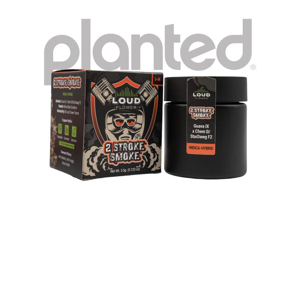 Photograph of product: LOUD FLOWER | 2 STROKE SMOKE | Oui'd | PRE-PACKAGED 1/8 | REC - 3.5g