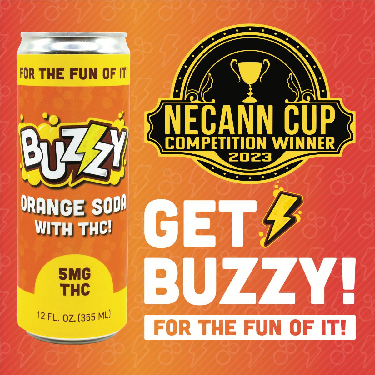Photograph of product: Buzzy Orange | 5mg Soda | Novel Beverage Co.