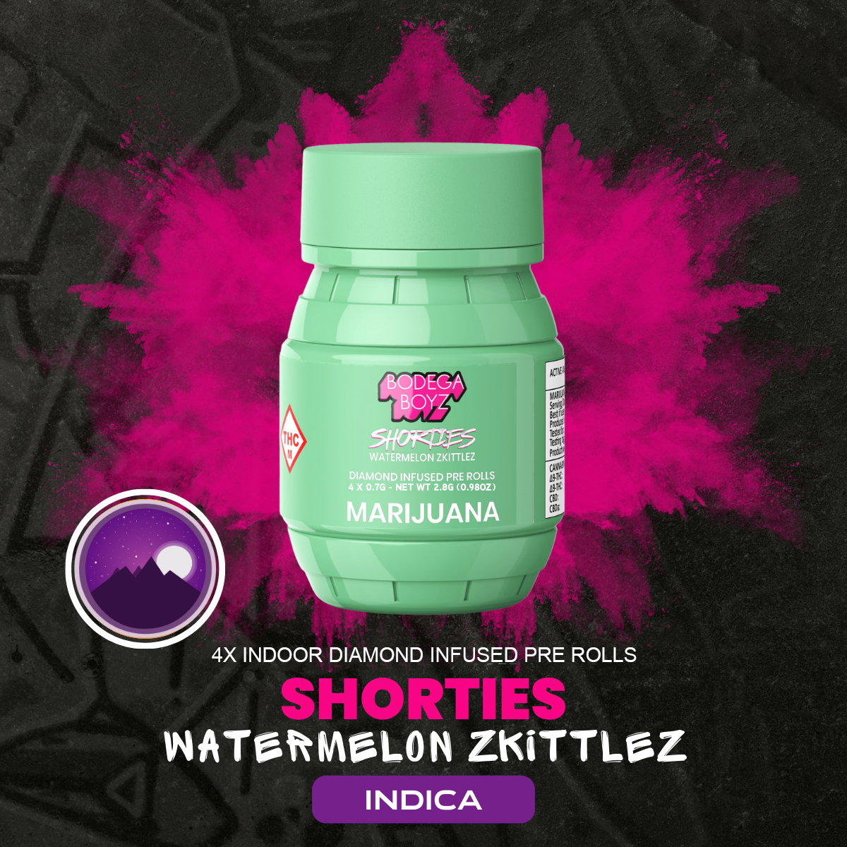 Photograph of product: Watermelon Zkittlez - 4pk Diamond Infused Prerolls