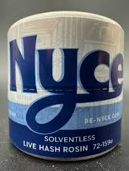 Photograph of product: Nyce: White Widow Solventless Cold Cure Live au chocolat Rosin