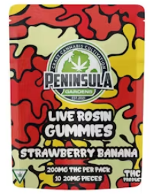Photograph of product: Peninsula Gardens Live Rosin Gummies - Strawberry Banana