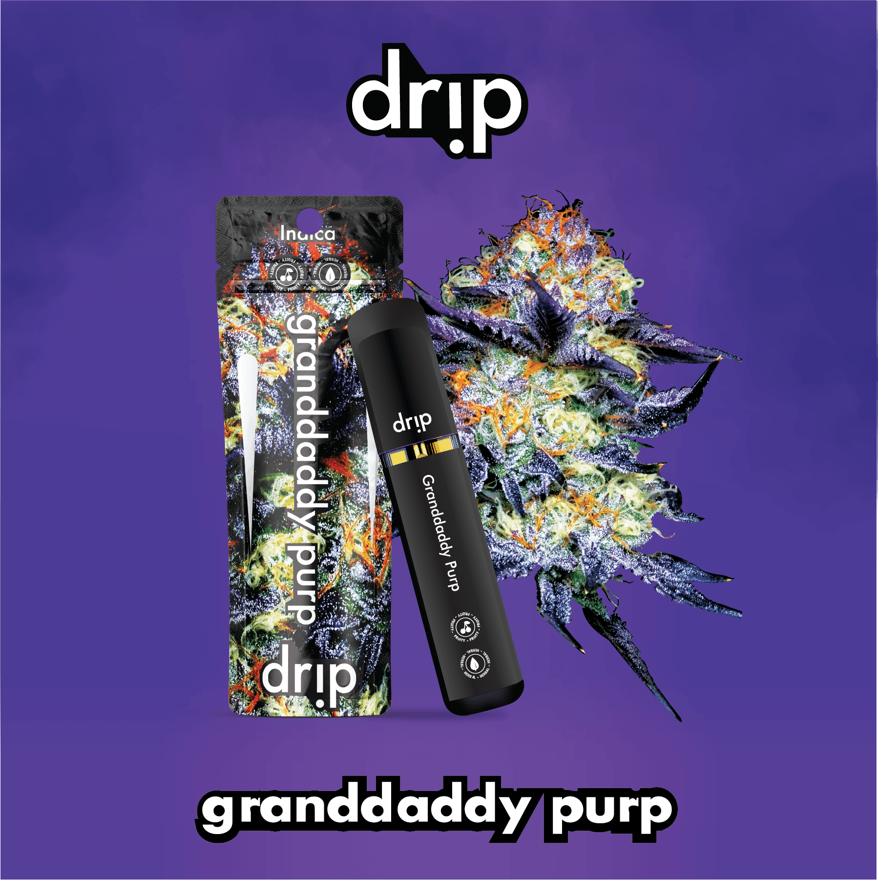 Photograph of product: Drip All In One Vape: Grandaddy Purp (I)