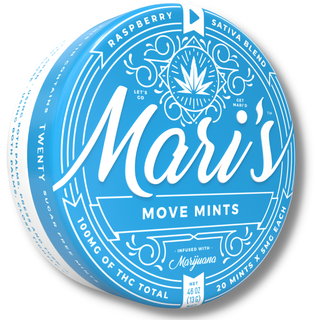 Photograph of Product: Blue Raspberry Move Mints 100mg Edible 20pk (Mari's Mints)