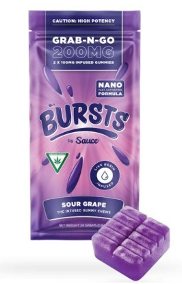Photograph of product: Sauce Sour Grape Grab-N-Go Gummies 200mg