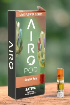 Photograph of product: Airo | Vape | Distillate | Cartridge | Miami Gelato | Live Flower | 1g - Oui'd