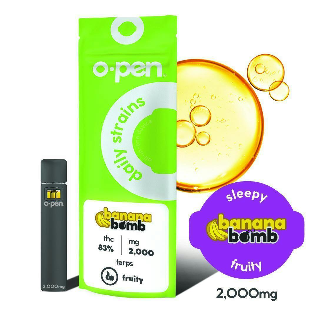 Photograph of product: O.pen Banana Bomb Sleepy Disposable Cartridge 2g