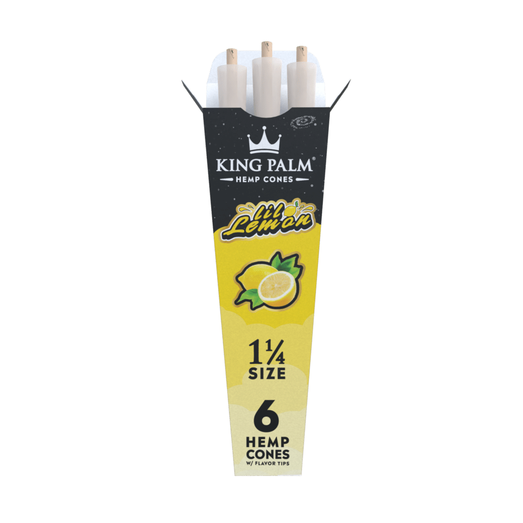 Photograph of product: King Palm | Lil Lemon | Pre-Rolled Cones | 6pk | 1 1/4