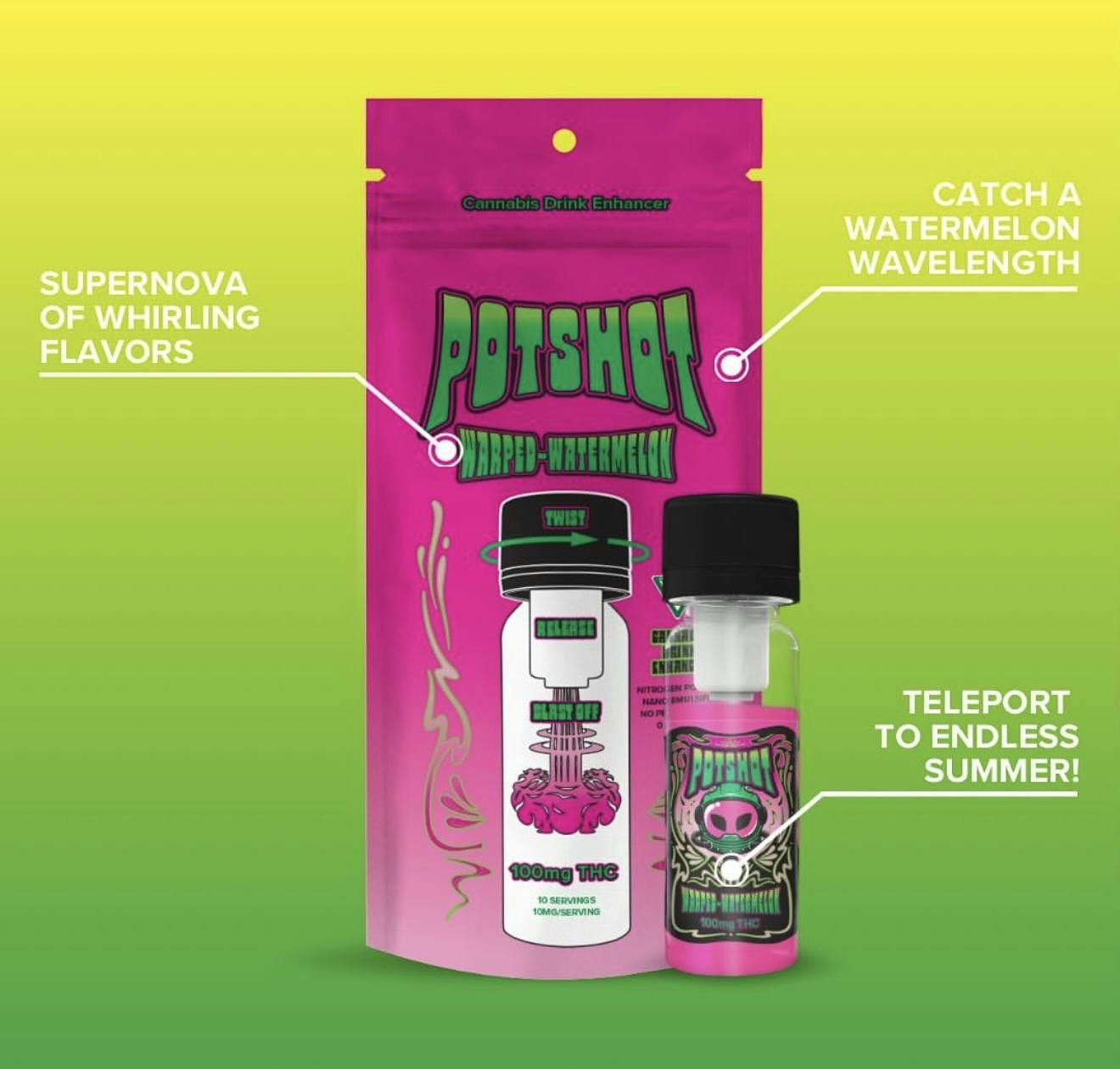 Photograph of product: Potshot | Warped Watermelon | 100mg | Oui'd Infused Beverage Enhancer