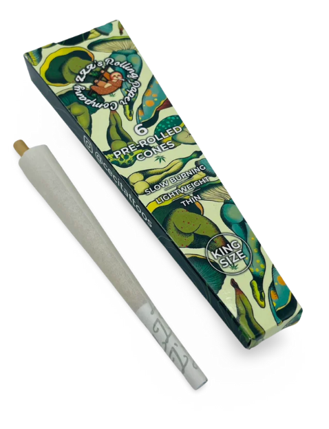 Photograph of product: King Size Pre-Rolled Cones 6pk | Mush Love