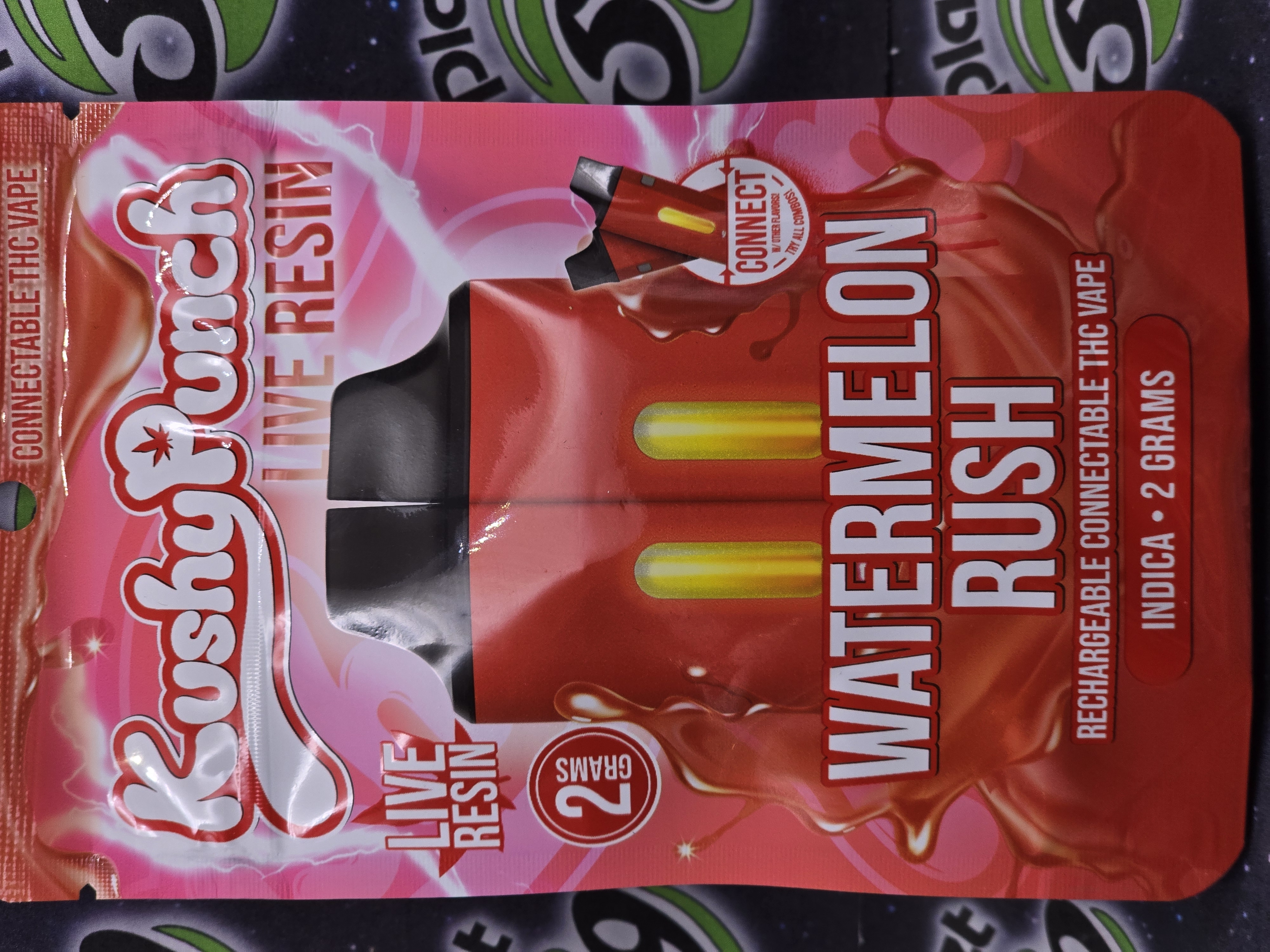 Photograph of product: Kushy Punch | Watermelon Rush | Live Resin Disposable