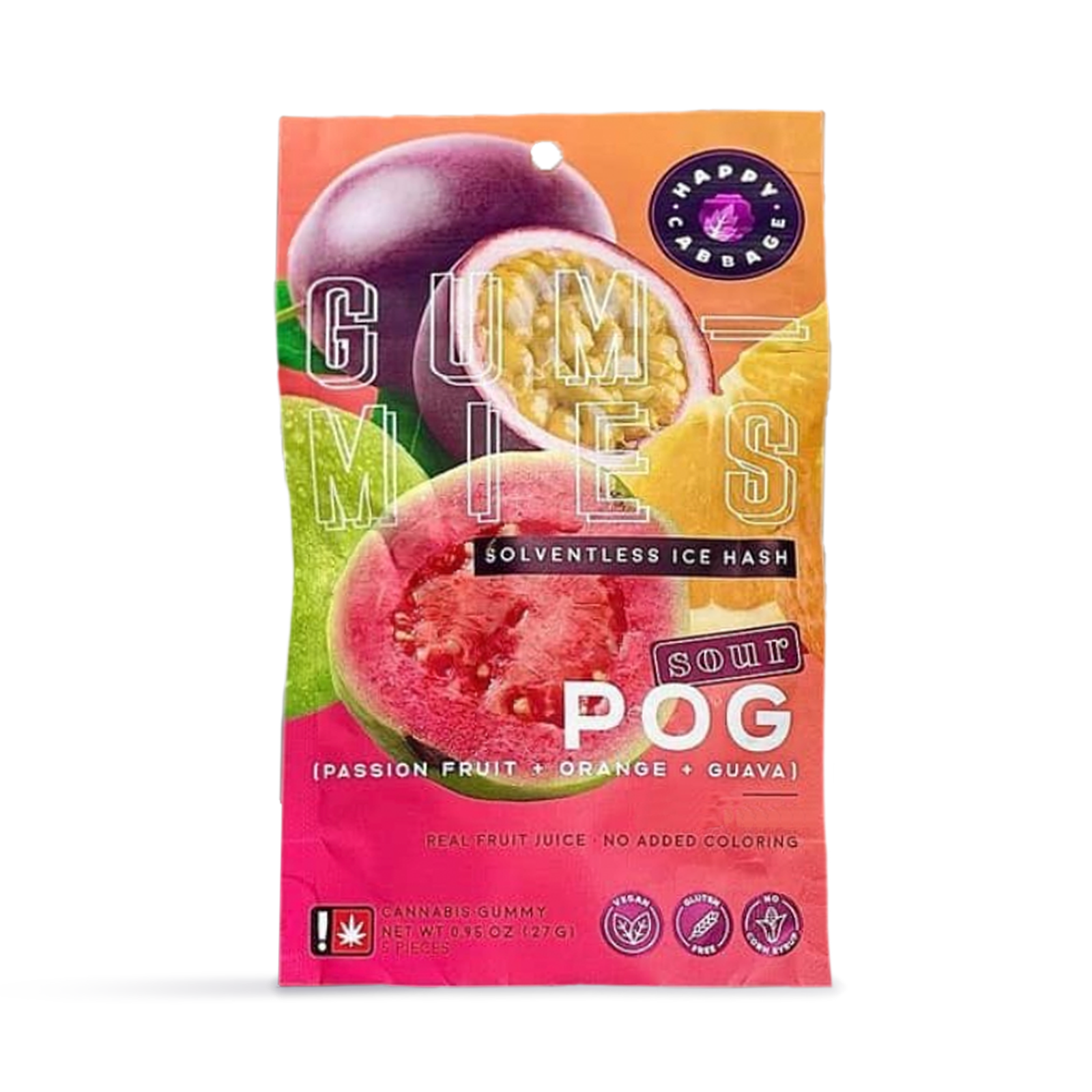Photograph of product: Happy Cabbage | Sour POG au chocolat Infused Gummies | 100mg