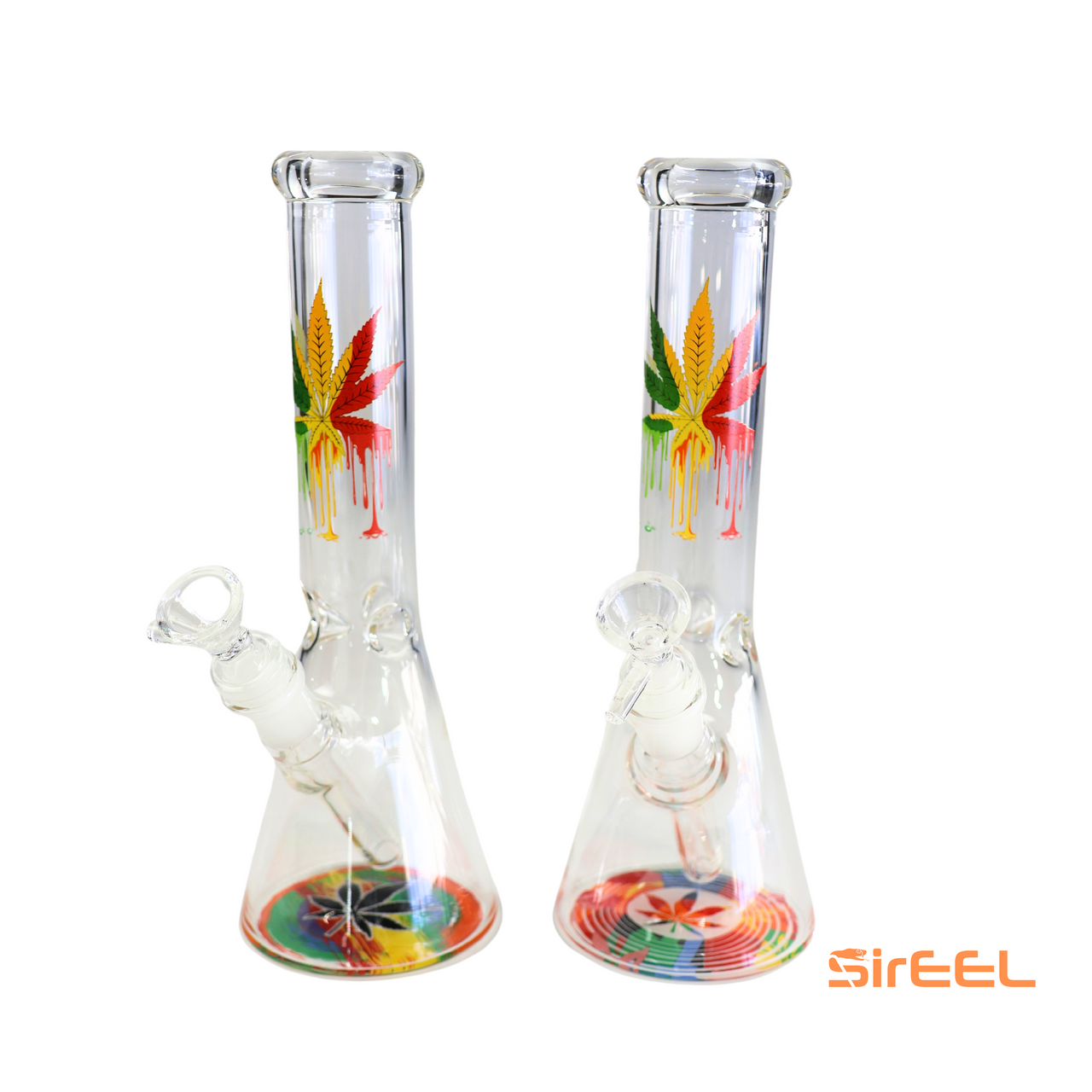 Photograph of product: SirEEL - 9.75" 420 Drip and Rip Technicolor Beaker Bong with Bowl - Assorted Colors