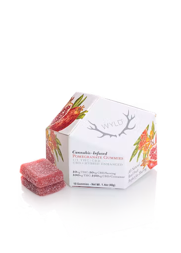 Photograph of product: WYLD - EDIBLE (GUMMIES) - 100MG - TH-oui:CBD - HYBRID - POMEGRANATE