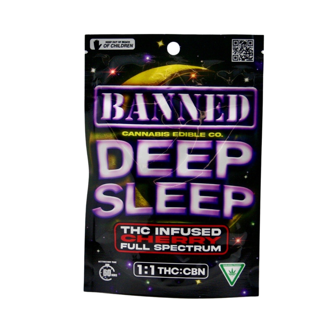 Photograph of product: BANNED | 200MG (1:1) DEEP SLEEP GUMMIES | CHERRY