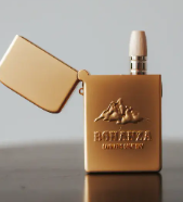 Photograph of product: Bonanaza | Square Box Style | Flip Top Battery | Gold