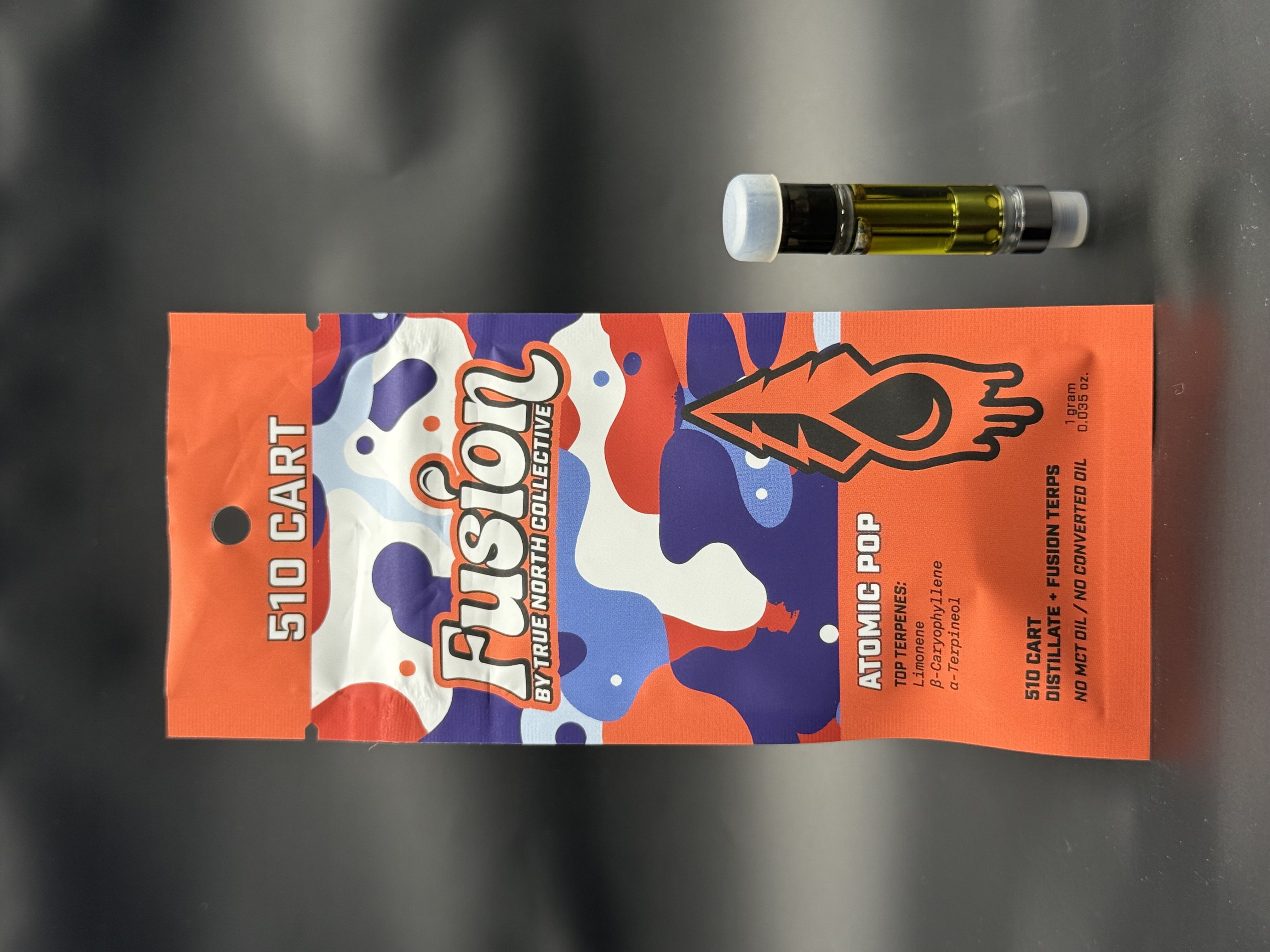 Photograph of product: Fusion by True North Distillate Vape Cartridge - Atomic Pop