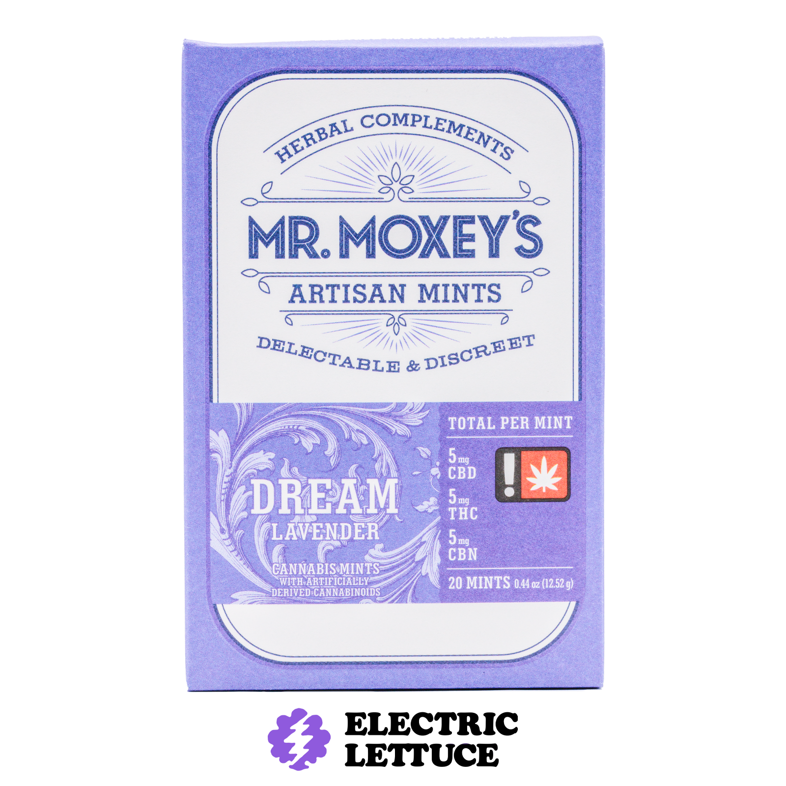 Photograph of product: Mr. Moxey's 1:1:1 Lavender Dream Mints 100mg