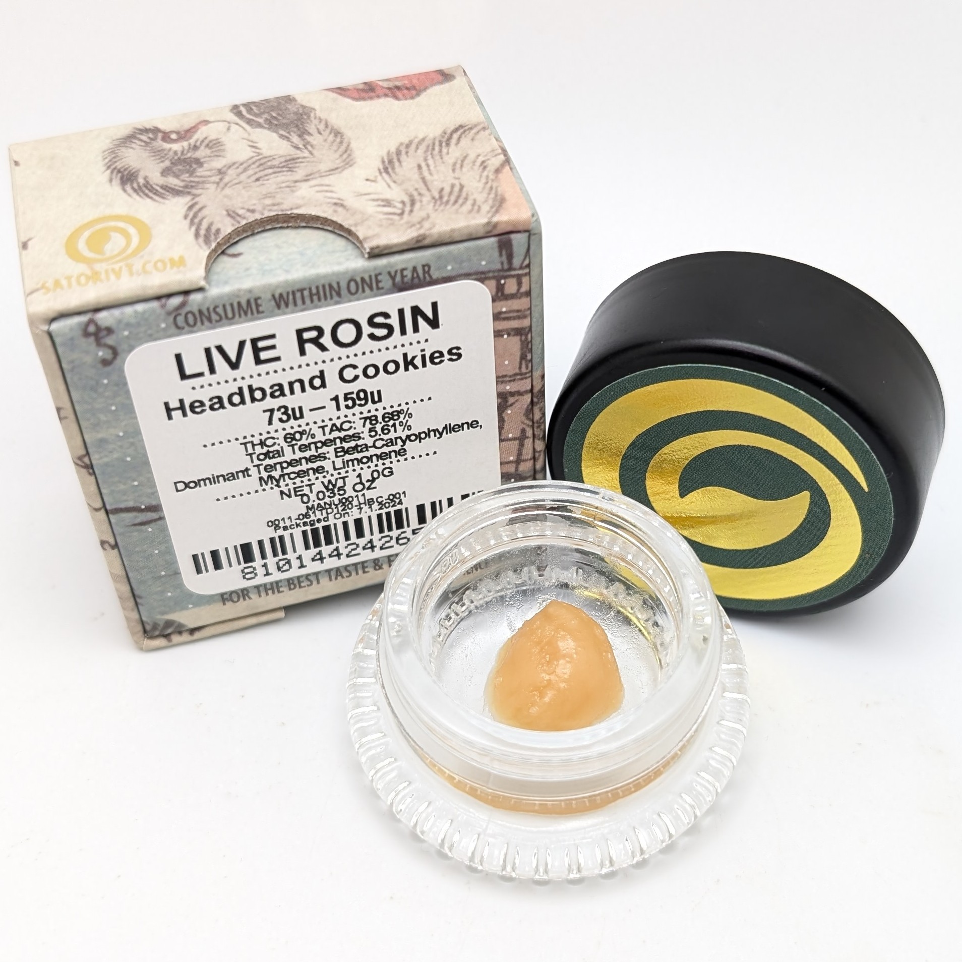 Photograph of product: Headband Cookies 1g Live Rosin