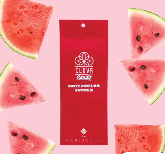 Photograph of product: CLOVR - CANDIES - SUCKER - 25MG - WATERMELON - HYBRID