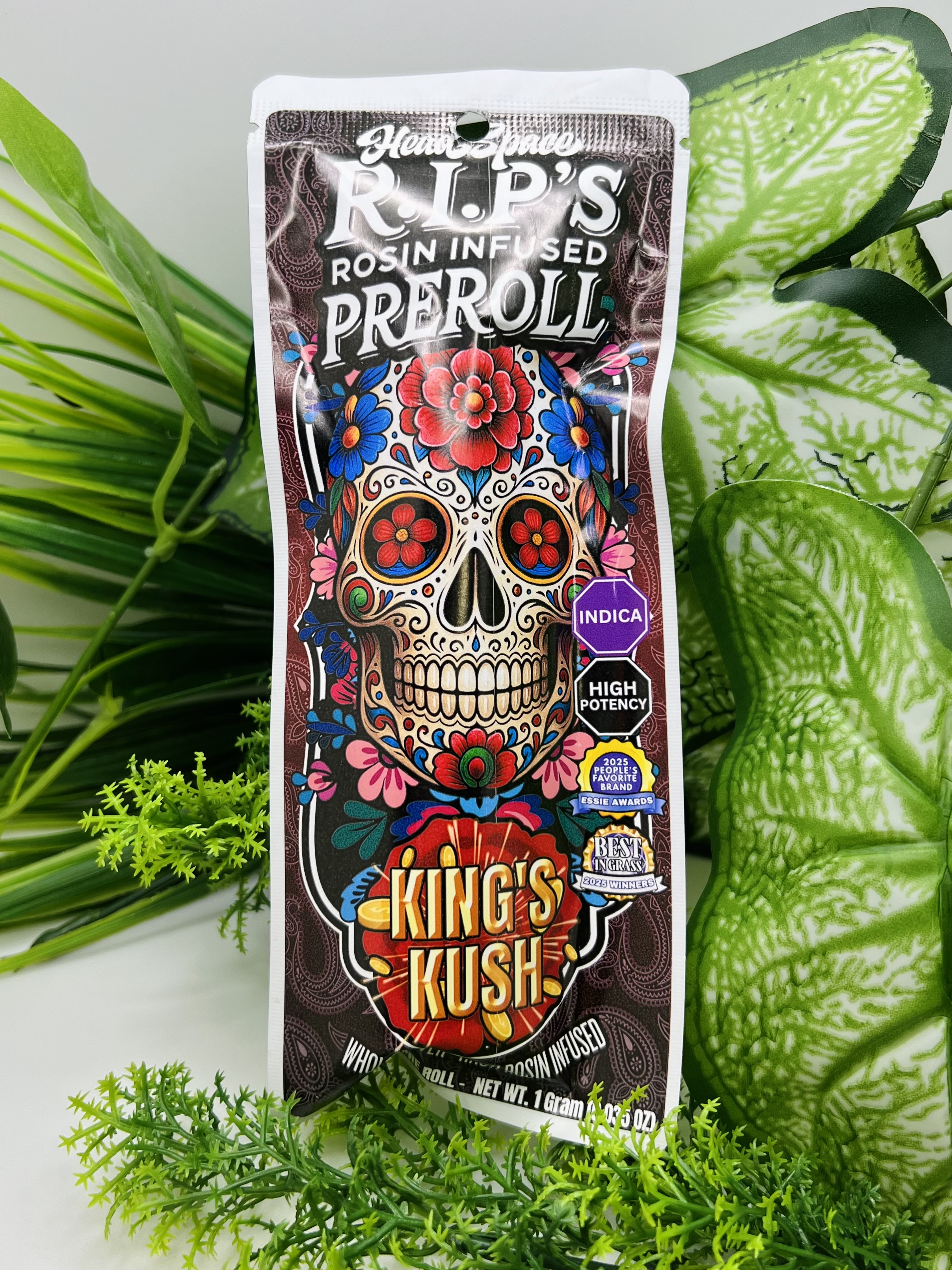 Photograph of product: R.I.P's - King's Kush - Rosin Infused PR - 1g