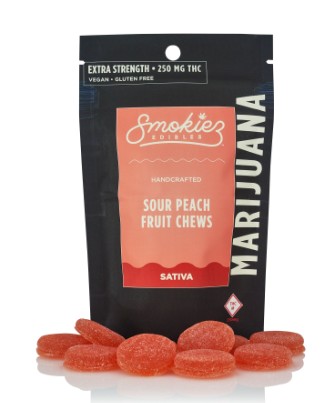 Photograph of product: SMOKIEZ 250MG Oui'd SOUR PEACH GUMMIES